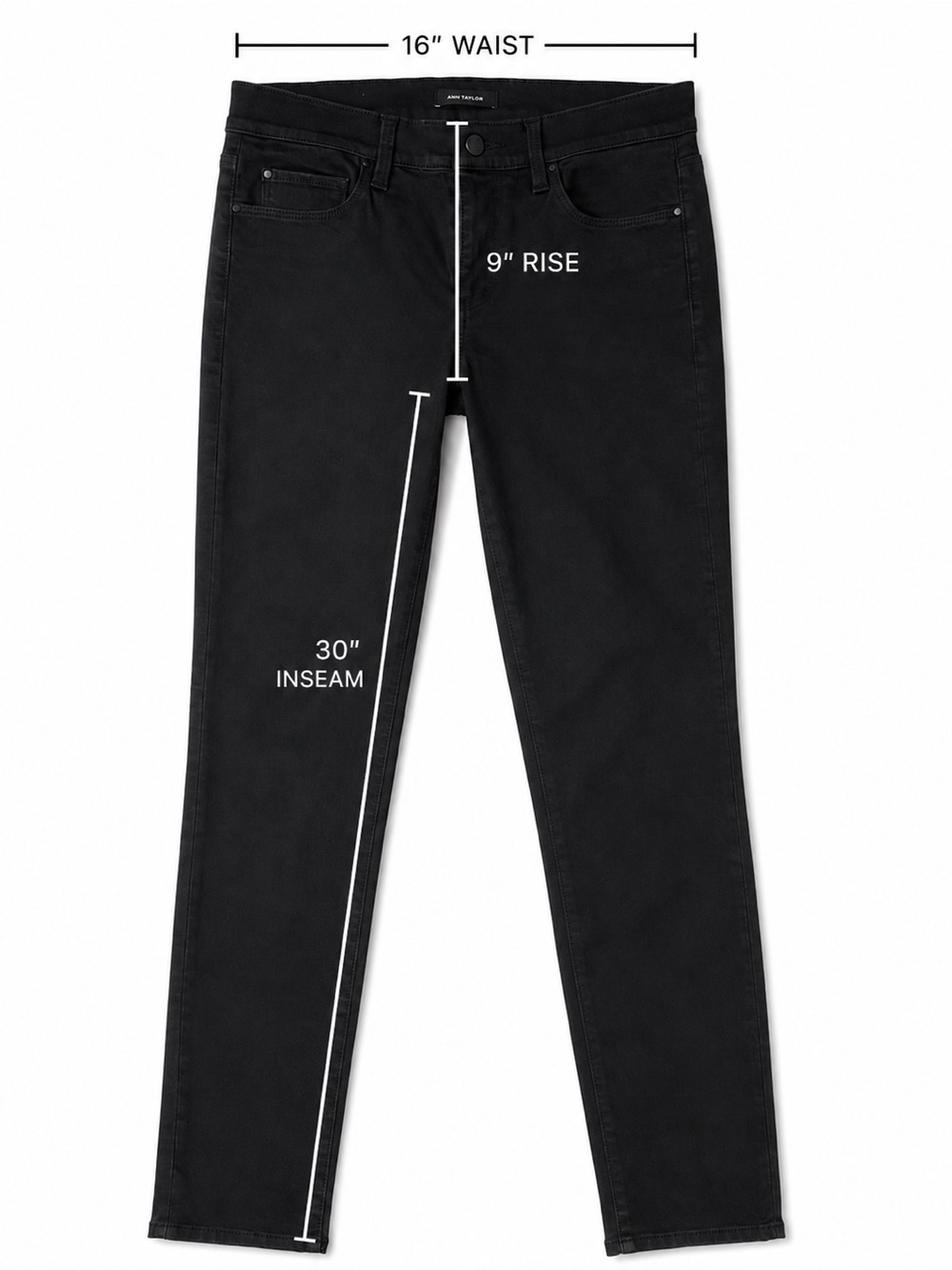 Ann Taylor 30” Black Skinny Jeans, Classic Rise